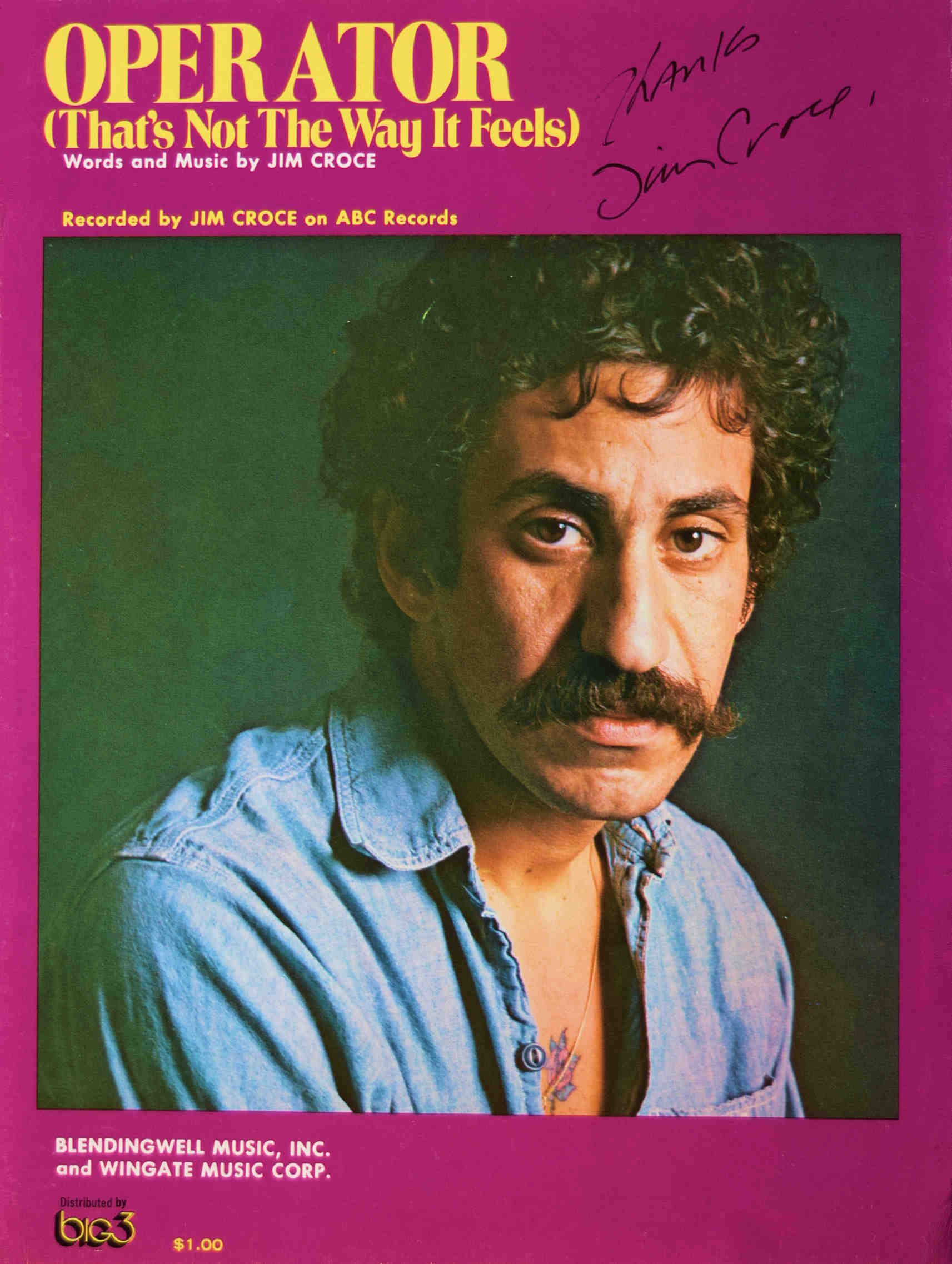 Jim Croce<br>Operator<br> Sheet Music